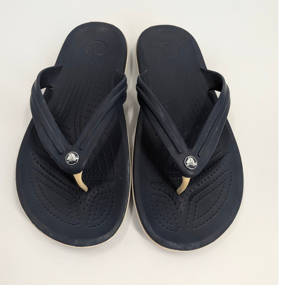 Crocs Crocband Flip Flops Navy Blue Womens 10 Mens 8 Sandals 11033